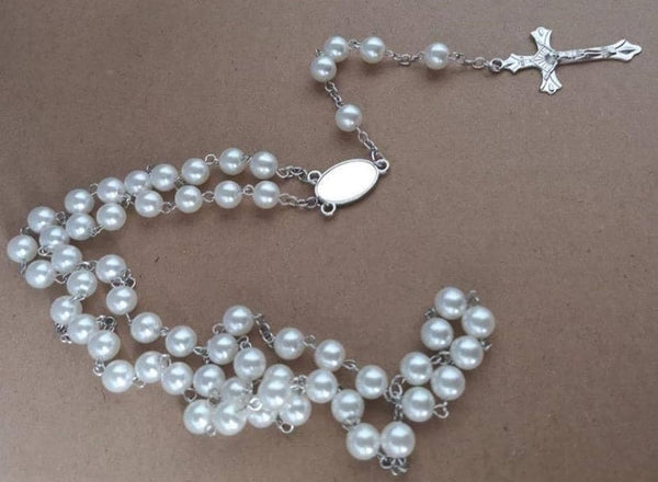 Pearl Rosary Necklace & Matching Bracelet Set